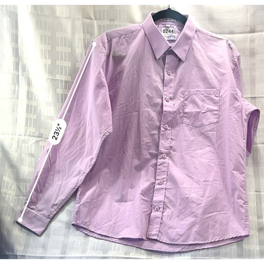 BERLIONI, MEN DRESS SHIRT, long sleeve, COLOR PURPLE, PINK, SIZE 20 - Picture 6 of 11